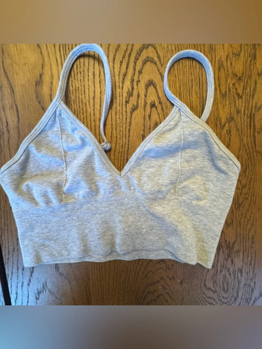 ALO Yoga Light Gray Ribbed Bralette Top‎